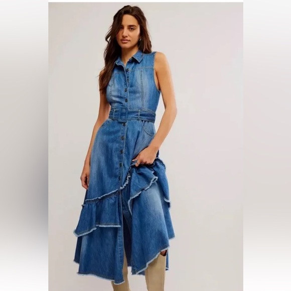 free people maxi denim dress Free People Women's Just Jill Denim Maxi Dress